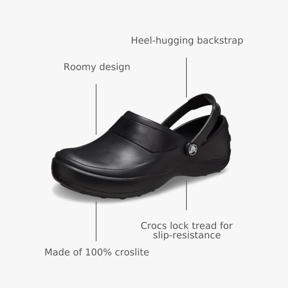 Crocs Women's Mercy Work Clog Black Size 10 - Picture 2 of 14